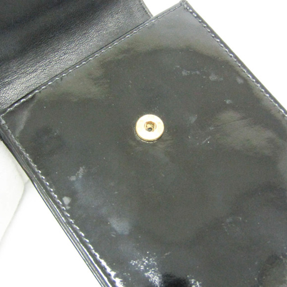 Chanel Caviar Skin Coco Mark Women's Patent Leather Pouch Black